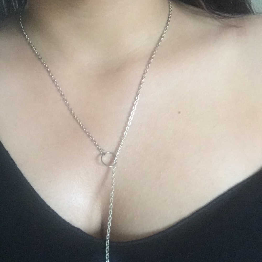 Circle and Bar Simple Necklace Gold - Picture 2 of 2